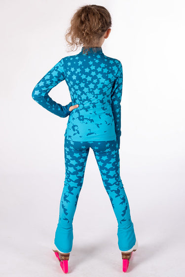 Figure Skating Outfit Two Pieces Set - BLUE STARS - Jacket & Pants