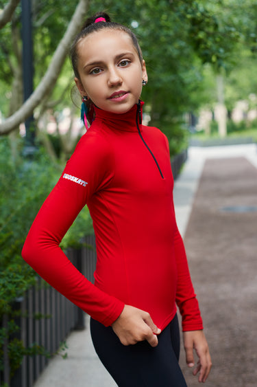 Long sleeve Turtleneck Ice Skating Jacket - RED