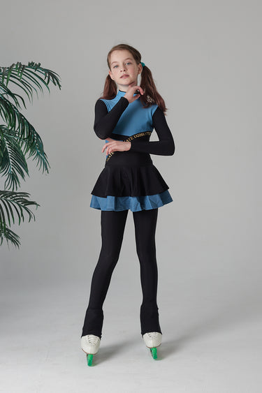 Figure Skating Outfit Overall Thermo with Skirt - LINA SAPPHIRE