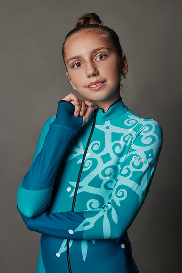 Figure Skating Outfit Two Pieces Set - EMERALD SNOWY - Jacket & Pants