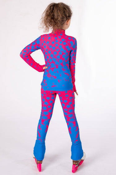 Figure Skating Outfit Two Pieces Set - BLUE & RED STARS - Jacket & Pants