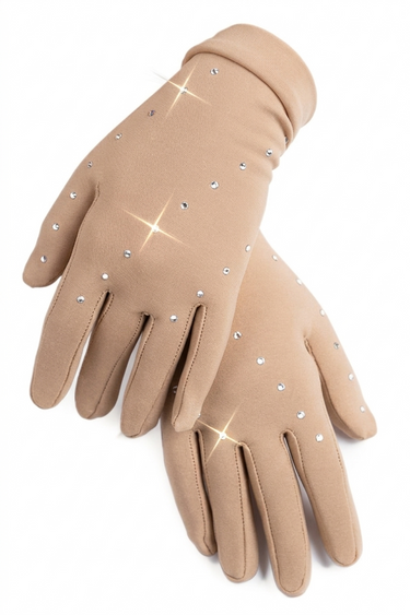 Gloves CARAMEL With Rhinestones