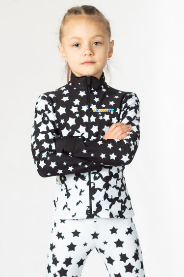 Figure Skating Outfit Two Pieces Set - WHITE STARS - Jacket & Pants