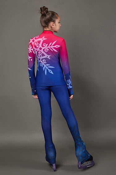 Figure Skating Outfit Two Pieces Set - PINK SNOWY - Jacket & Pants